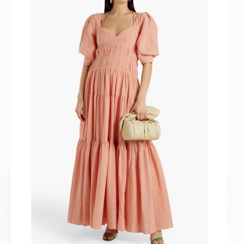 NWT JONATHAN SIMKHAI wilder gauze Elegant Peach sorbet Maxi Dress size 2
